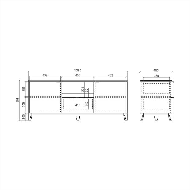 Тумба под тв CS047 Дуб тобакко, оливковый RAL 7003