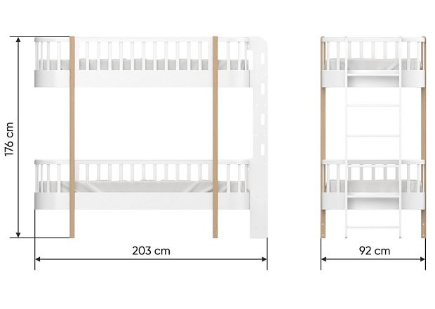 Кровать двухъярусная Classic торцевая лестница (белый)