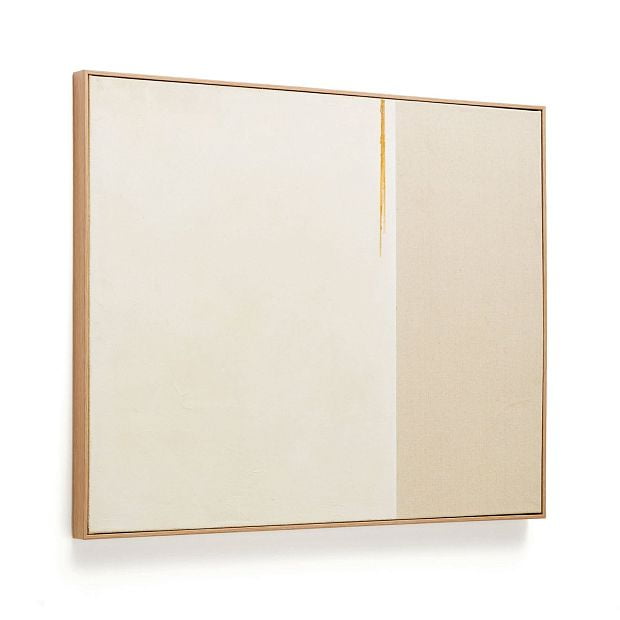 Salin has a two-tone beige background with golden brushstroke details that break with the sobriety o