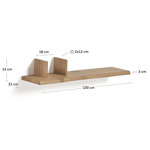 Полка настенная Rasha дубовый шпон с натуральной отделкой 100 x 15 cm