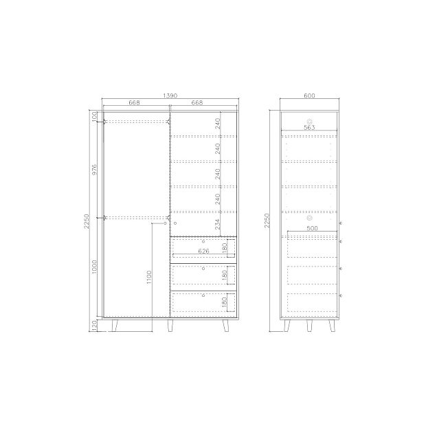 Шкаф TW222 Дуб тёмный, графитовый RAL 7016