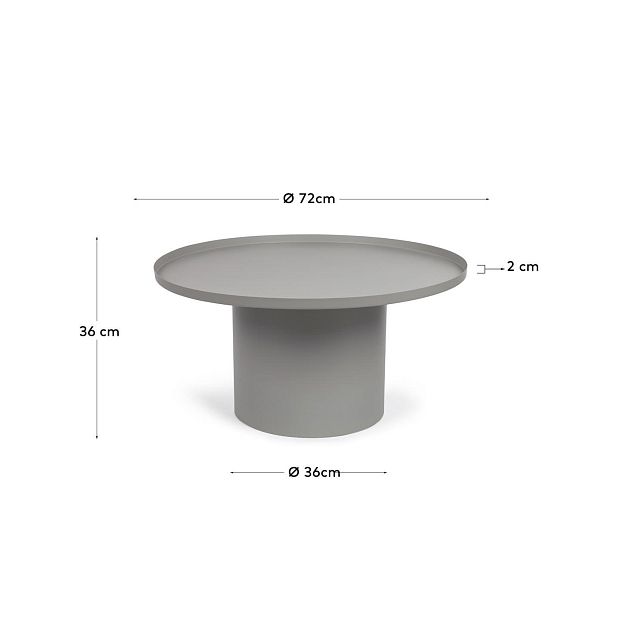 Круглый журнальный столик Fleksa из серого металла Ø 72 см