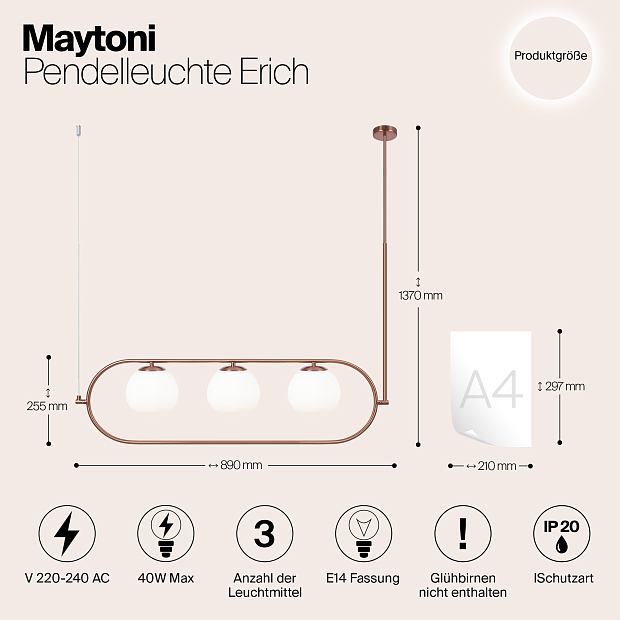 Подвесной светильник Maytoni MOD221PL-03BS