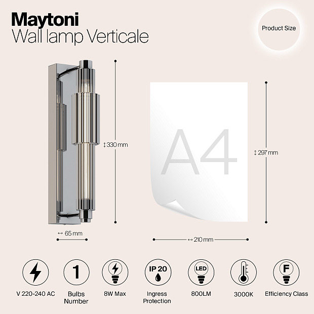 Бра Maytoni Verticale MOD308WL-L9CH3K