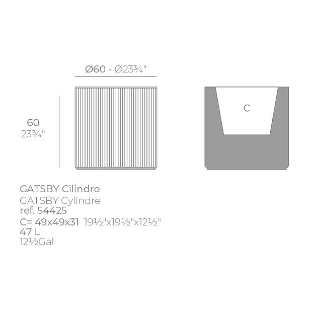 Кашпо Gatsby cylinder ø60x60