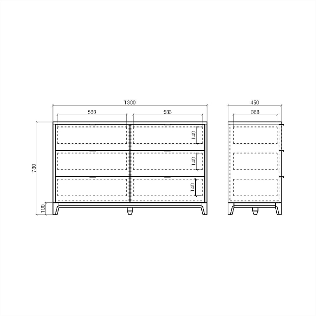 Комод CS042 Дуб тобакко, маренго RAL 5008