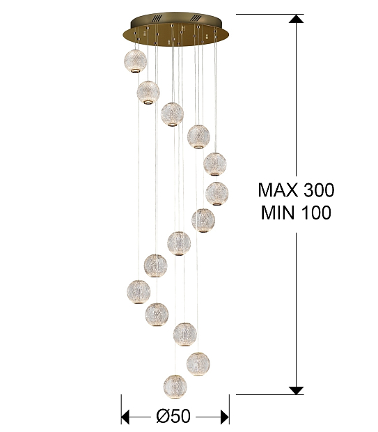 Люстра Austral LED 14L Ø50 золото