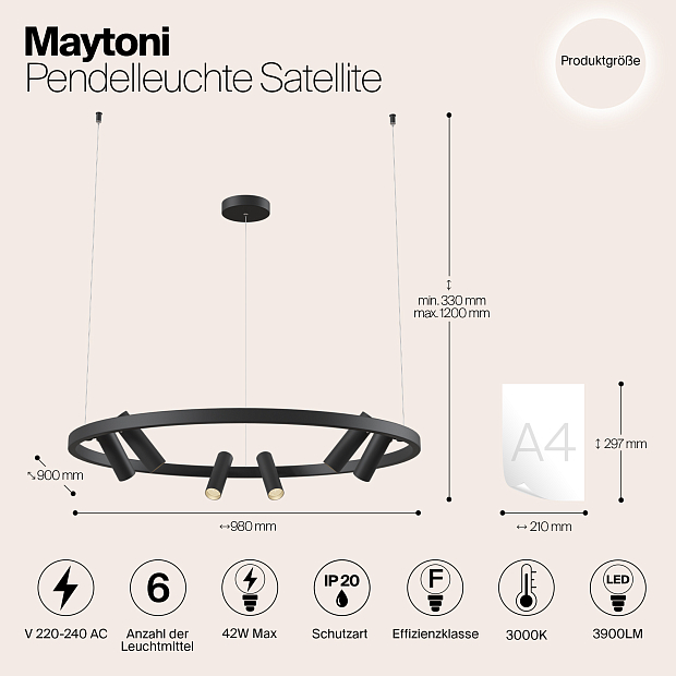 Подвесной светильник Maytoni MOD102PL-L42B