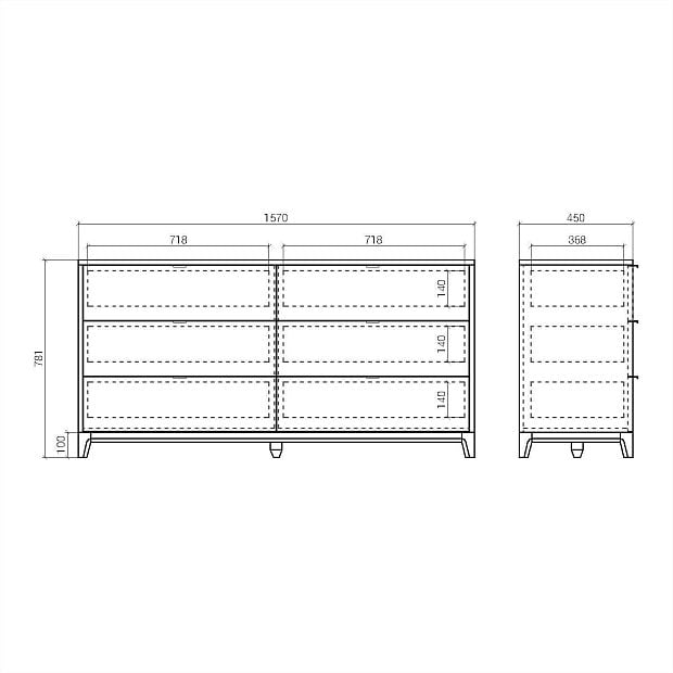 Комод CS059 Темный дуб, бежевый Ral 1019