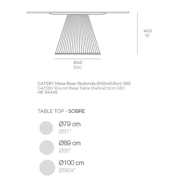 Столик Gatsby база ø40x40cm s50 (столешница ø79,89,100)