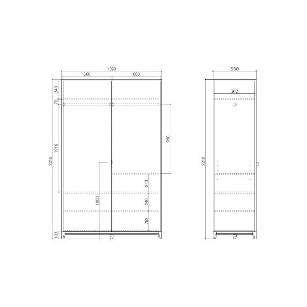 Шкаф Case CS220 Темный дуб, платиновый RAL 7036