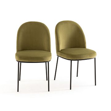 Комплект из 2 велюровых набивных стульев Topim зеленый