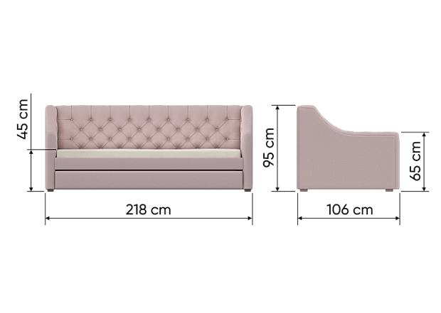 Диван-кровать Elit Soft спальное место 90*200 см (розовый)