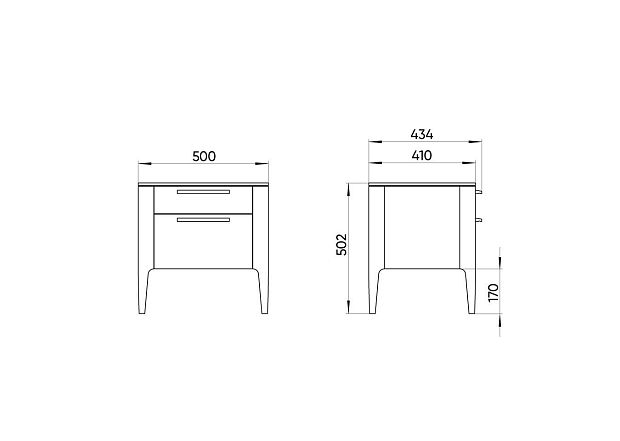 Тумба прикроватная Type oak 2 ящика ширина 50 см (серо-бежевый)