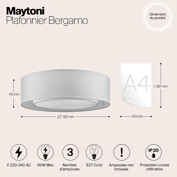 Потолочный светильник Maytoni Bergamo MOD617CL-04GR