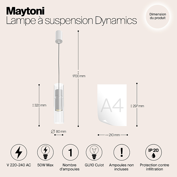 Подвесной светильник Maytoni MOD326PL-01W