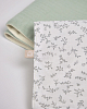 Превью Yamile set of 2 mini towels organic cotton (GOTS) in turquoise and white with grey leaves