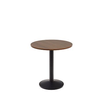 Esilda Круглый стол из меламина с ореховой отделкой и черной металлической ножкой Ø70x70