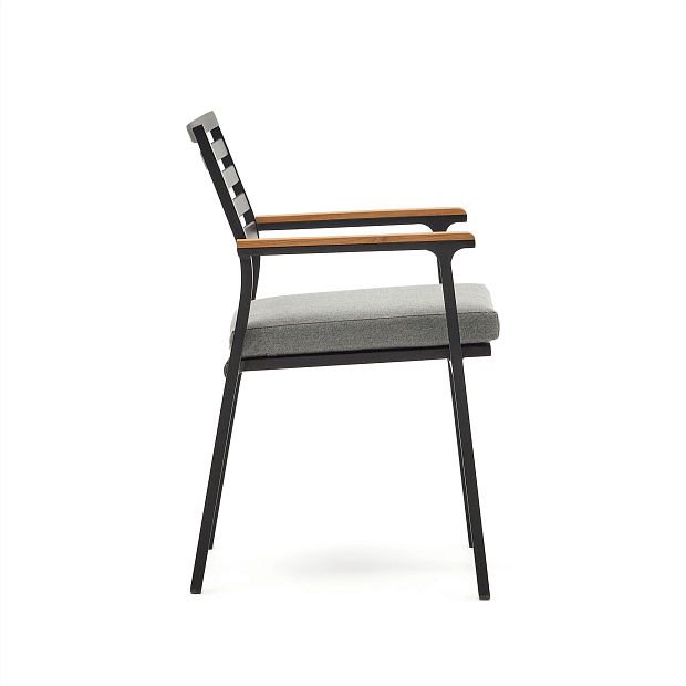 Bona Уличный стул из алюминия в черной отделке и массива тикового дерева