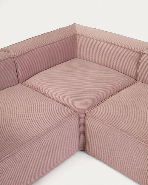 Угловой 5 местный диван Blok 320 x 290 cm розовый вельвет