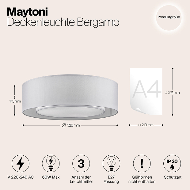 Потолочный светильник Maytoni Bergamo MOD617CL-04GR