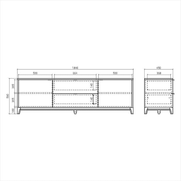 Тумба под тв CS090 Дуб тобакко, изумруд RAL 6004