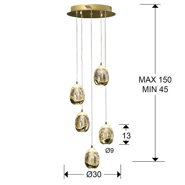 Люстра Rocio LED 5L DIM золотая