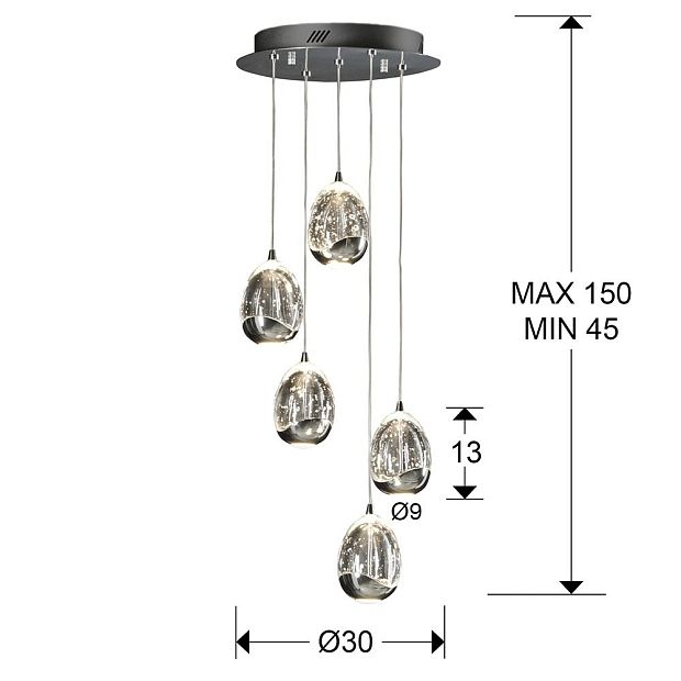 Люстра Rocio LED 5L DIM хром