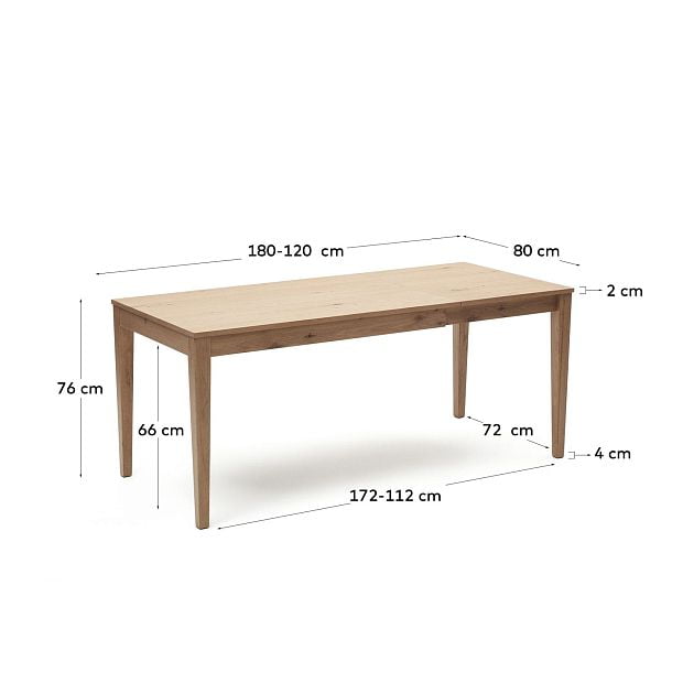 Yain Раздвижной стол из дубового шпона и массива дуба 120 (180) x 80 см