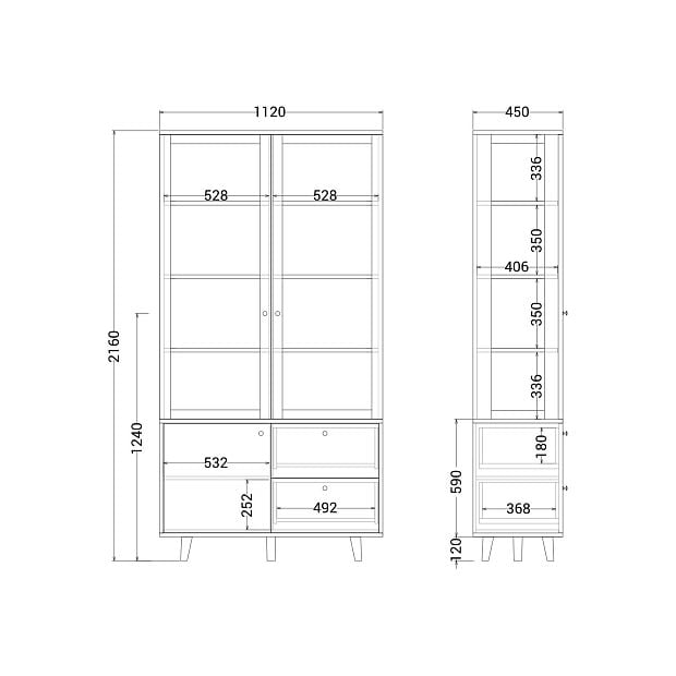 Витрина Twin TW170 Дуб тобакко, графитовый RAL 7016