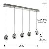 Превью Подвесной светильник Rocio 5L хром DIMMABLE