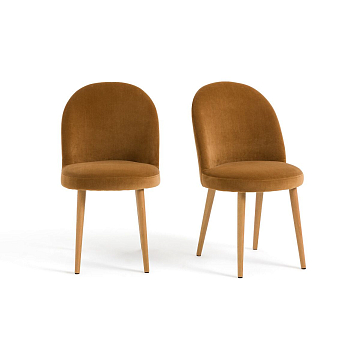 Комплект из двух велюровых стульев Ins единый размер желтый