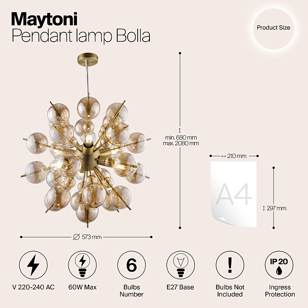 Подвесная люстра Maytoni Bolla MOD133PL-06BS