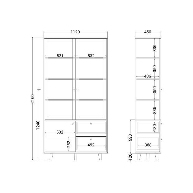 Витрина TW171 Дуб тобакко, марсала RAL 3005