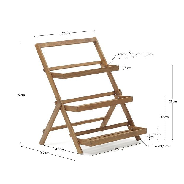 Victora Уличный стеллаж из массива акации 70 x 85 см