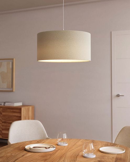 Nazli large linen light shade with beige finish Ø 50 cm