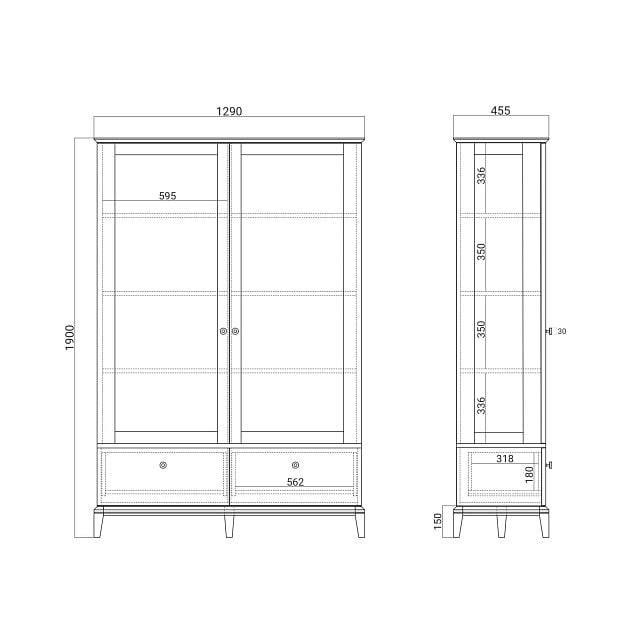 Витрина CR176 Дуб тёмный, платиновый RAL 7036