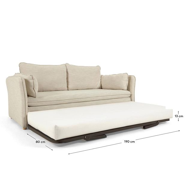 Диван-кровать Tanit белый с ножками из массива бука с натуральной отделкой 210 см