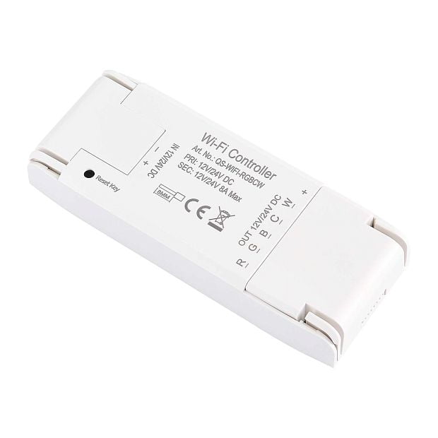 WI-FI контроллер RGBCW 8A,DC12-24 V, L115 × W45 × H18 мм