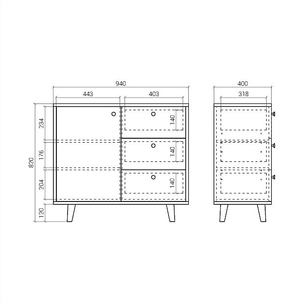 Комод Twin TW029 молочный RAL 9003