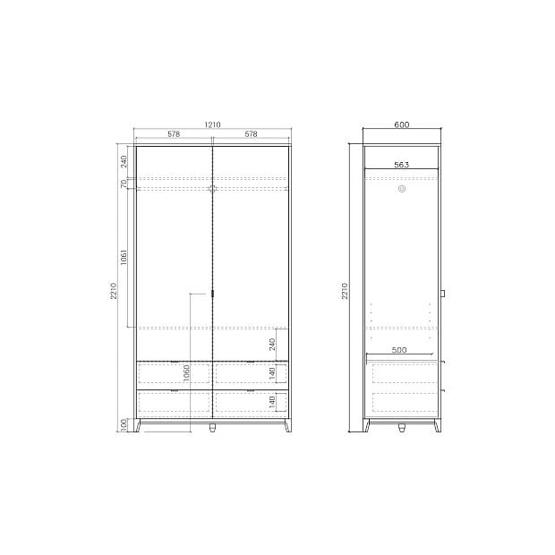 Шкаф Case CS217 Темный дуб, речной камень RAL 7030