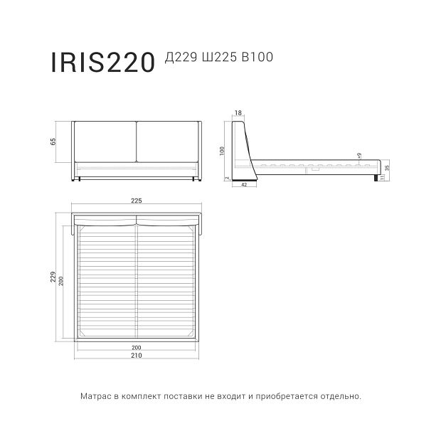 Кровать IRIS 220 Натуральный бук, Maverick 10