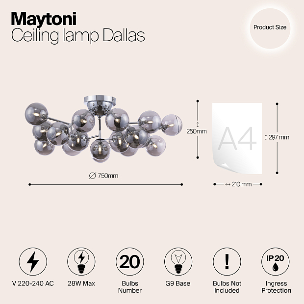 Потолочная люстра Maytoni Dallas MOD545PL-20CH