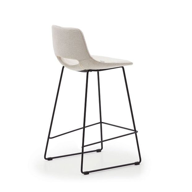 Zahara Полубарный стул бежевый с черными стальными ножками 65 см