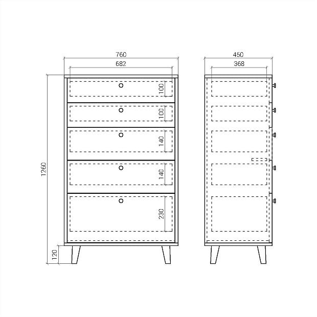 Высокий комод Twin TW024 бордо RAL 3007