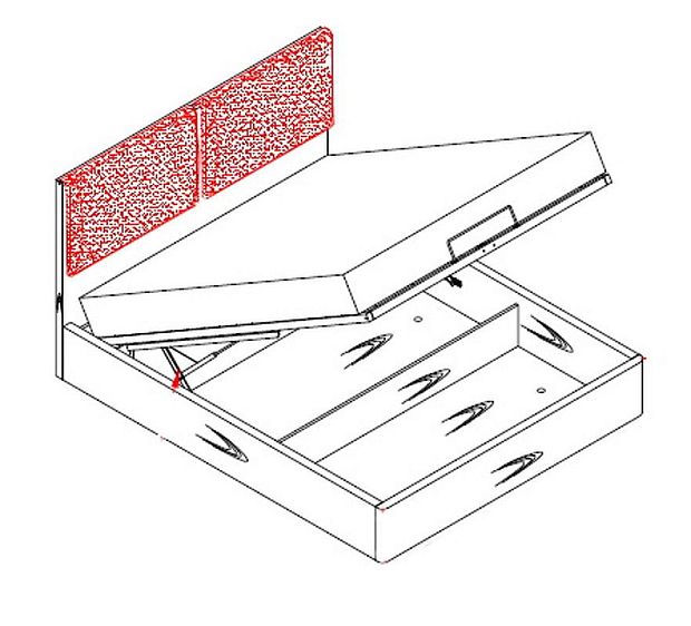 Кровать c подъемным механизмом ZARAGOZA отделка шпон ореха F, ткань 165