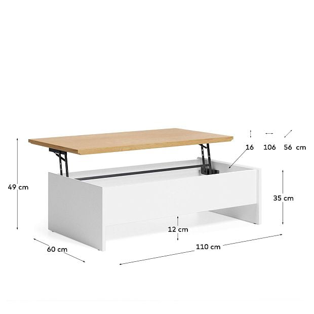 Abilen Подъемный журнальный столик из дуба 110 x 60 см FSC 100%