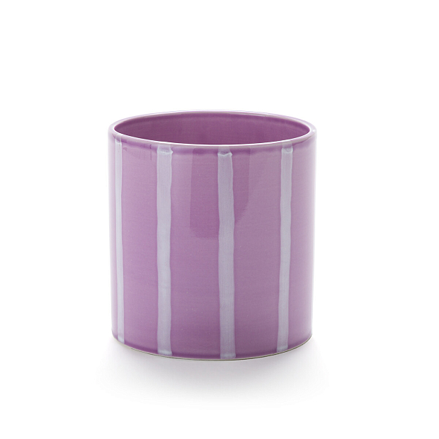 Кашпо в полоску из керамики 14 см Ario фиолетовый