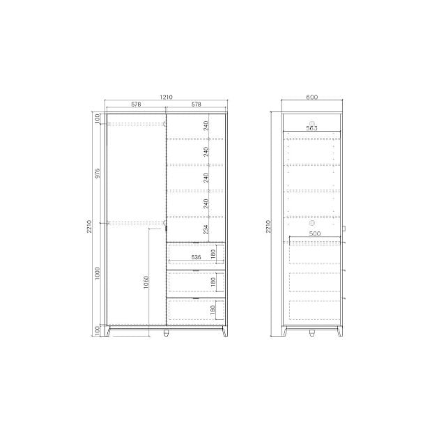 Шкаф Case CS218 Чёрный дуб, асфальт RAL 7043