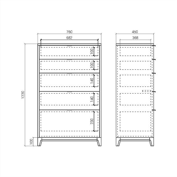 Высокий комод CS024 Темный дуб, изумруд RAL 6004